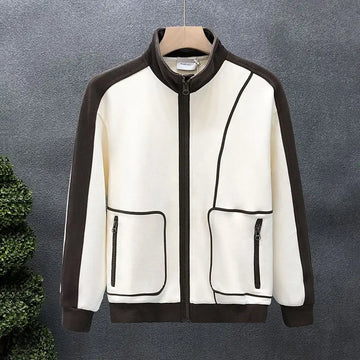 High-End Fashion Men Jackets Spring and Autumn Trendy Stand-Up Collar Tops 2023 New Versatile Trendy Brand Loose Men'S Clothing
