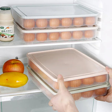 24 Grids Plastic Egg Storage Box Portable Food Storage Container Refrigerator Egg Tray Holder Container with Lid Kitchen Gadget