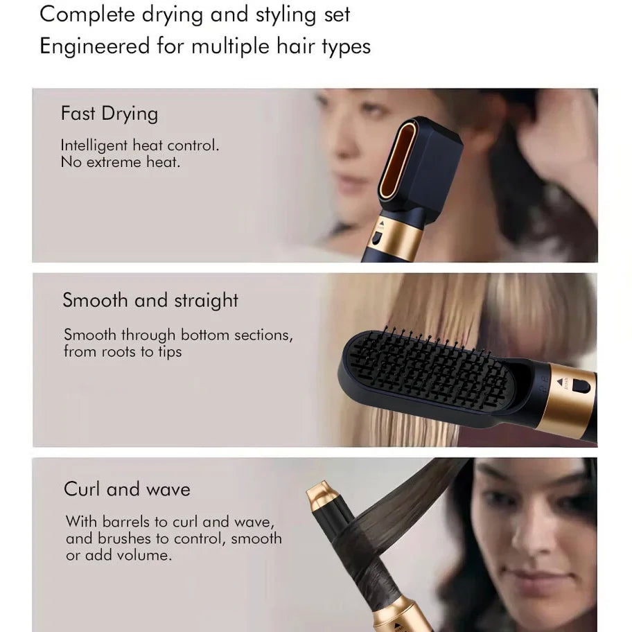 New 6 in 1 Hair Styler with Curling Iron Hair Straightener with Hair Brush Hairdryer for Hair Dryer Air Wrap Hair Multi Styler