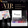 VIP Kit Great Coverage Soak off UV LED Nail Gel Polish Set Base Long Wear Top Coat Color Palette 60 Colors 7.5Ml