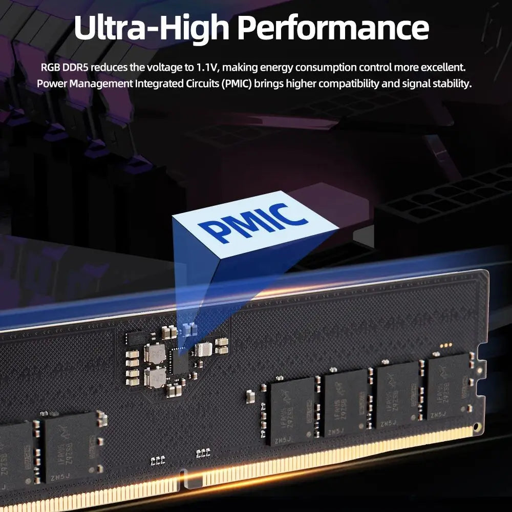 DDR5 Memoria RAM RGB 7200Mhz 6600Mhz 6200Mhz DDR5 Dual Channel 16Gbx2 Rams for DIY Gaming Computer Memory with Heatsink