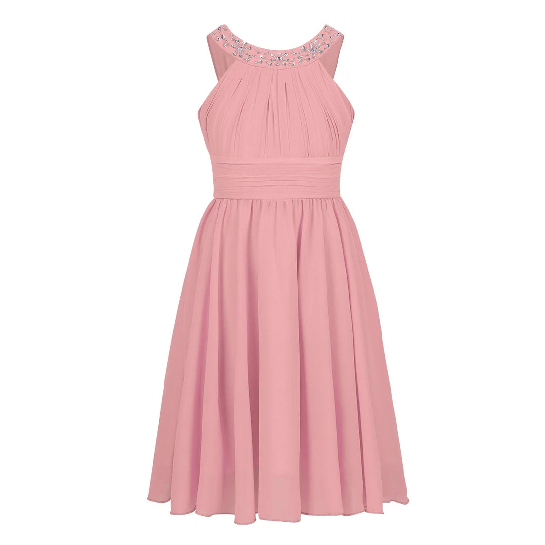 Kids Girls Children Teenager Wedding Princess Dress Elegant Party Pageant Formal Flower Shaped Rhinestone Chiffon Dress