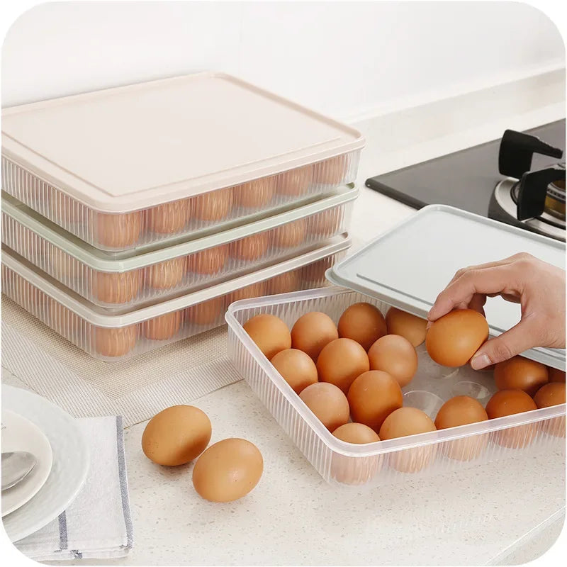24 Grids Plastic Egg Storage Box Portable Food Storage Container Refrigerator Egg Tray Holder Container with Lid Kitchen Gadget