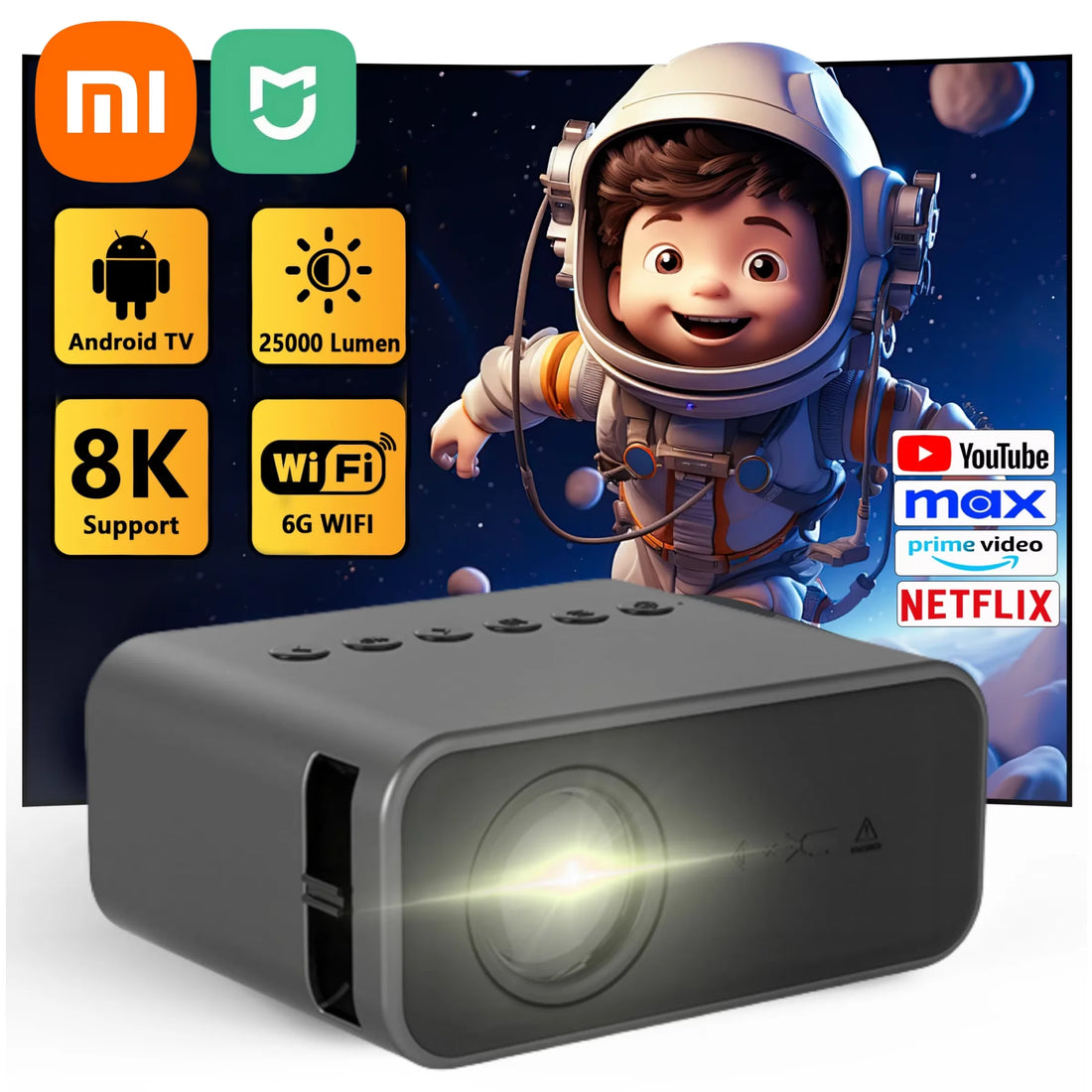 Xiaomi Mini Projector - 8K HD Portable Home Theater for Ultimate Indoor Entertainment and Gaming Experience