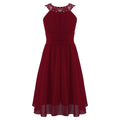 Kids Girls Children Teenager Wedding Princess Dress Elegant Party Pageant Formal Flower Shaped Rhinestone Chiffon Dress