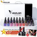 VIP Kit Great Coverage Soak off UV LED Nail Gel Polish Set Base Long Wear Top Coat Color Palette 60 Colors 7.5Ml