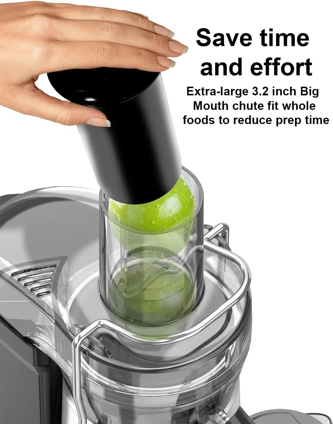 Centrifugal Juicer Machine, Rapid 1000W Juice Extractor, Large 3.2'' Feed Chute for Whole Fruit & Veg Juicing, Gray