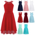 Kids Girls Children Teenager Wedding Princess Dress Elegant Party Pageant Formal Flower Shaped Rhinestone Chiffon Dress