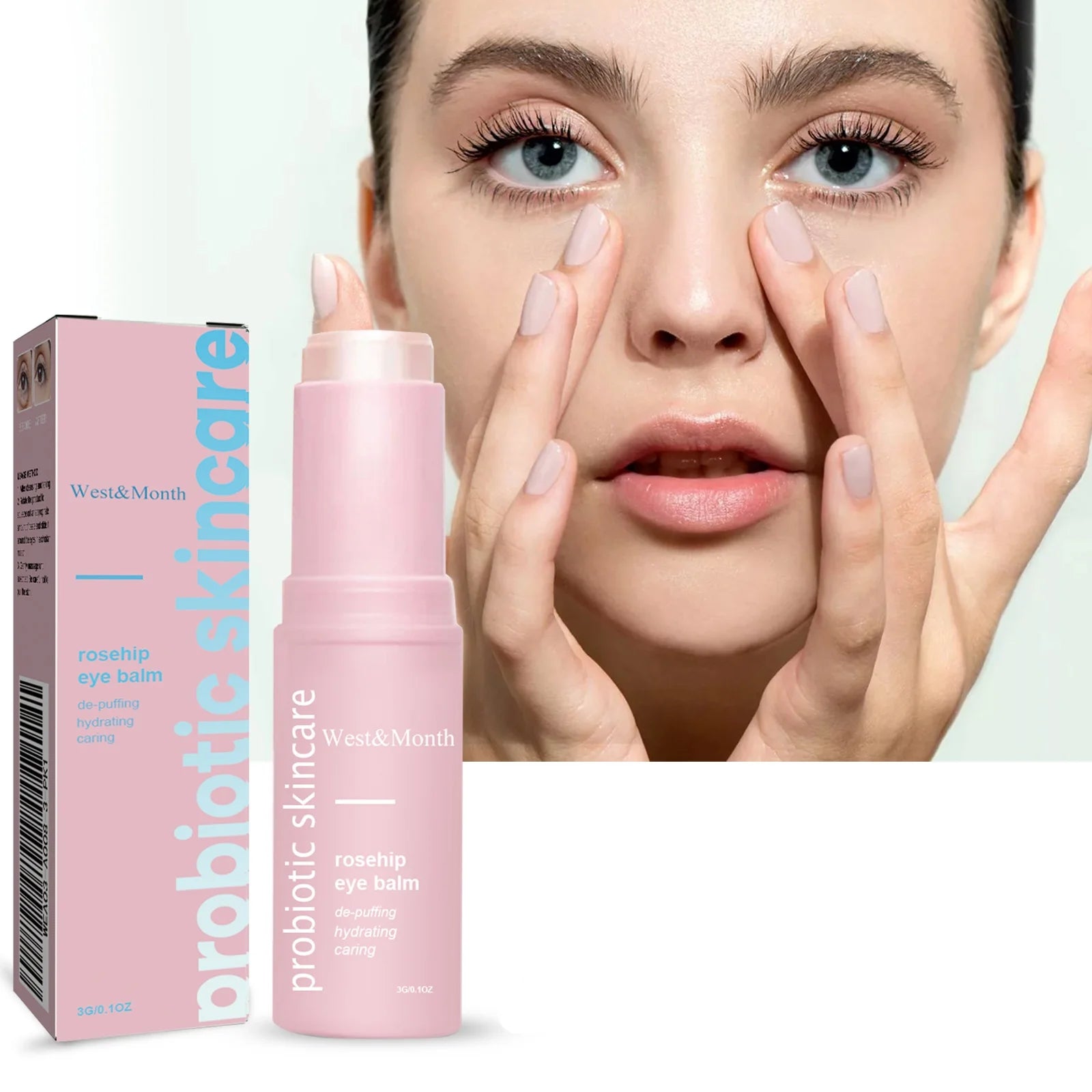 Rosehip Brightening Eye Balm Glowing Repair under Eye Cream Stick for Instant Wrinkle Eye Bags Dark Circles Puffiness Removal