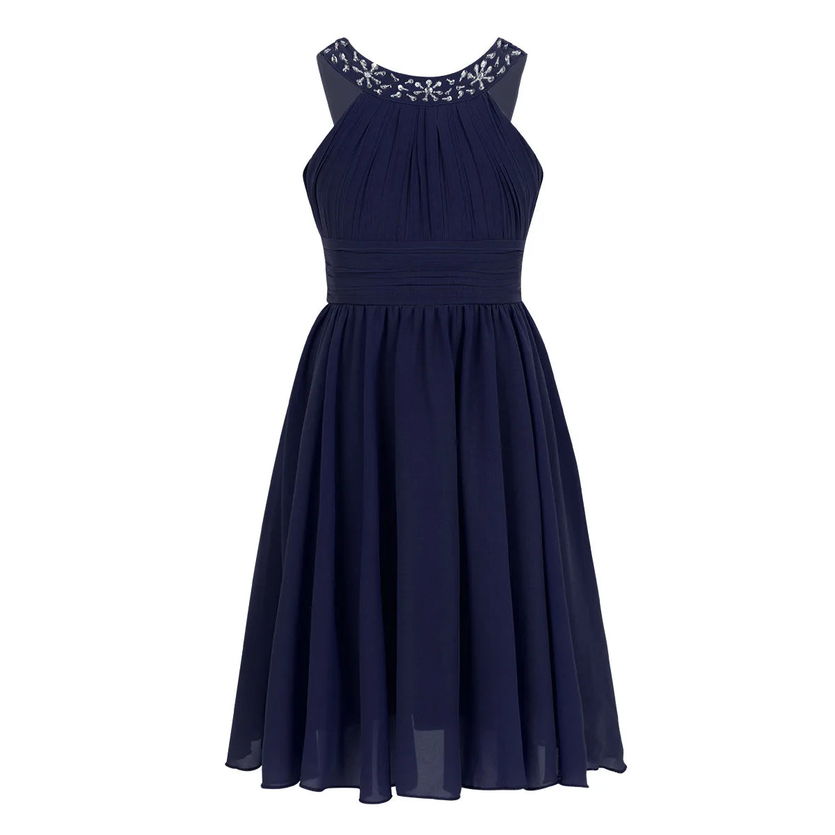 Kids Girls Children Teenager Wedding Princess Dress Elegant Party Pageant Formal Flower Shaped Rhinestone Chiffon Dress