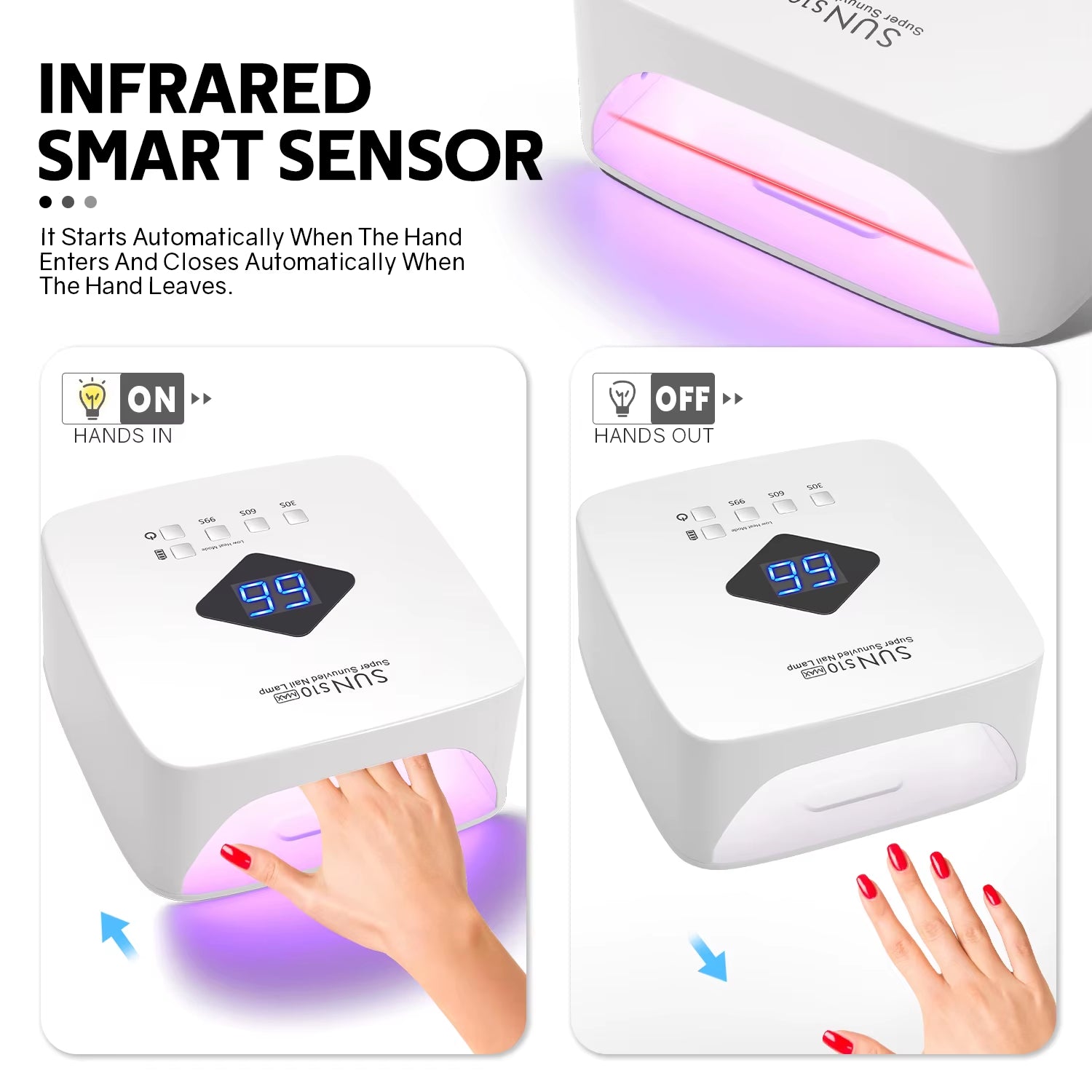 168W UV LED Nail Lamp Rechargeable Nail Dryer with Large LCD Display Professional Gel Curing Lamp 4 Timer Auto Sensor for Salon