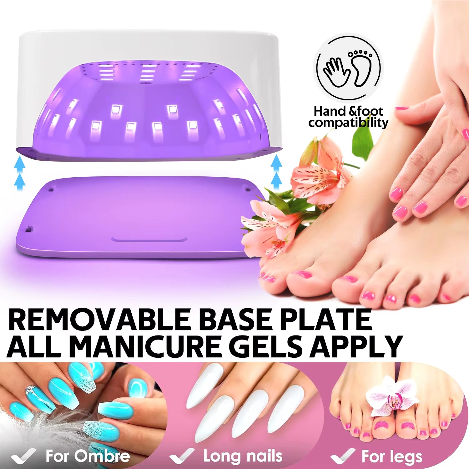 168W UV LED Nail Lamp Rechargeable Nail Dryer with Large LCD Display Professional Gel Curing Lamp 4 Timer Auto Sensor for Salon