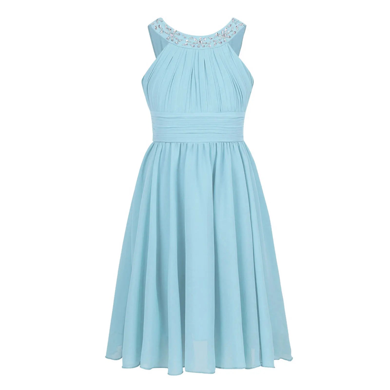 Kids Girls Children Teenager Wedding Princess Dress Elegant Party Pageant Formal Flower Shaped Rhinestone Chiffon Dress
