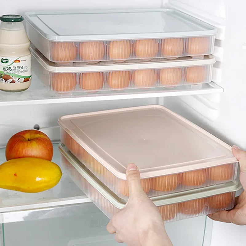 24 Grids Plastic Egg Storage Box Portable Food Storage Container Refrigerator Egg Tray Holder Container with Lid Kitchen Gadget
