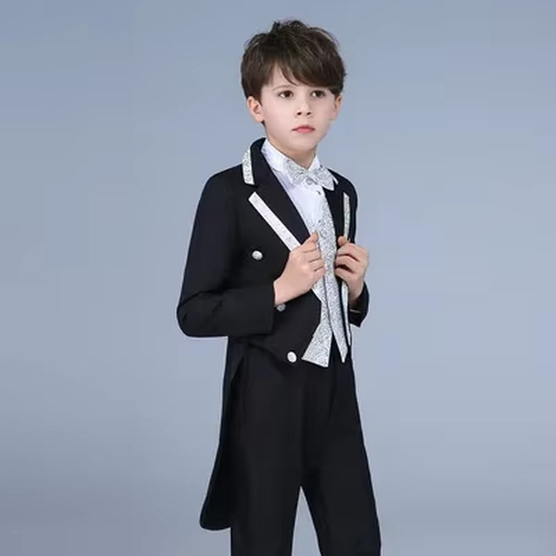 Spring High Quality Tailcoat for Big Boys, Youth and Children, Formal Tailcoat for Children, Bright Party Performance Clothing