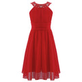 Kids Girls Children Teenager Wedding Princess Dress Elegant Party Pageant Formal Flower Shaped Rhinestone Chiffon Dress