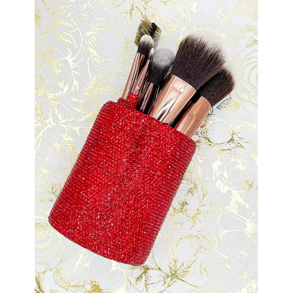 12 Piece Makeup Brushes Set with Rhinestones Glitter Synthetic Professional Face Cosmetics Foundation Powder Concealer Brush Set