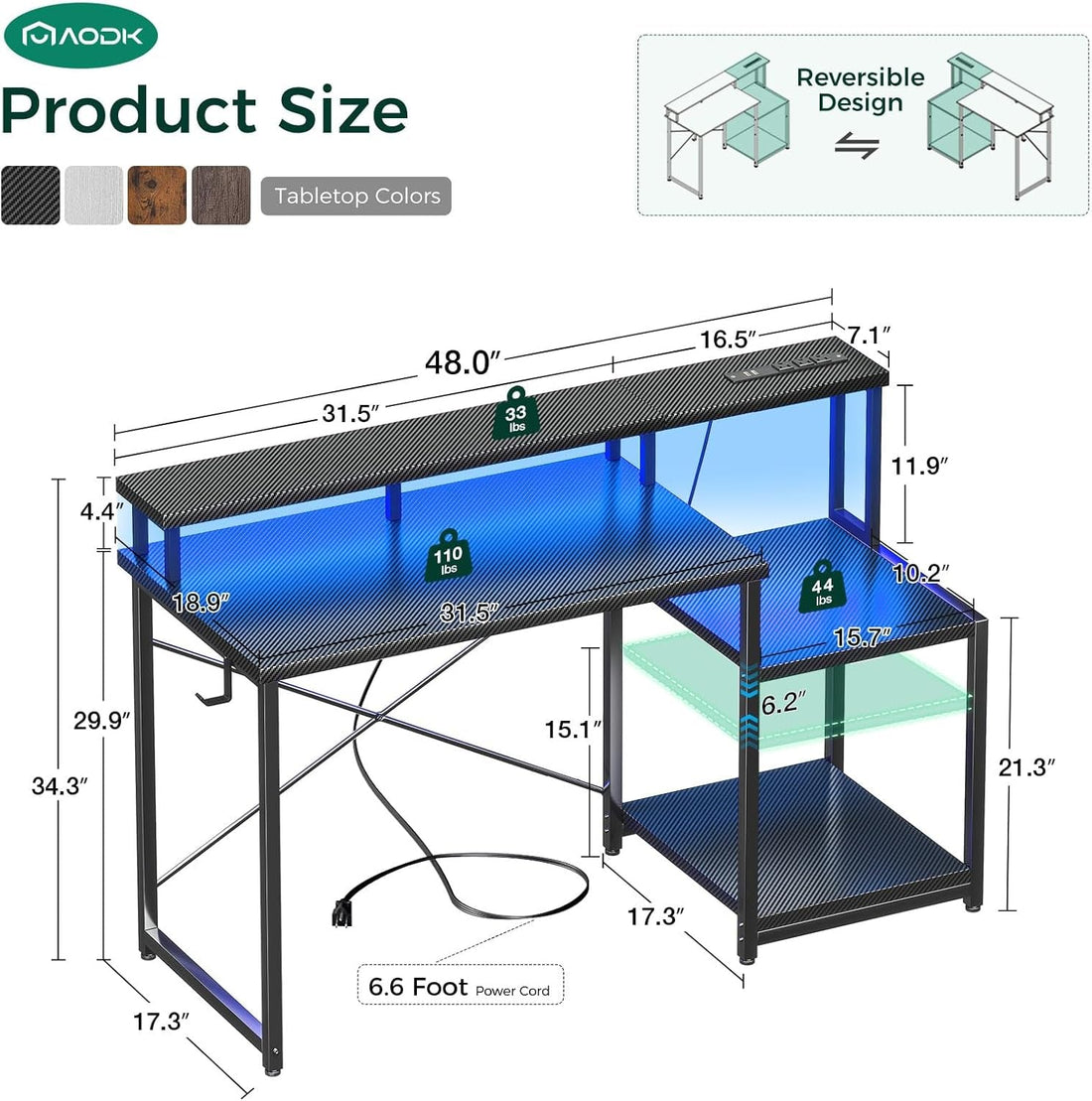 48" Gaming Desk LED