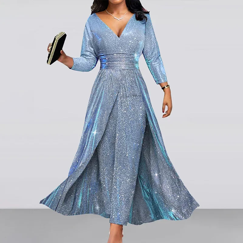 2024 Fashionable Euro-American Dual-Sided Sequined Long Gown Ins Strapless Sexy Jumpsuit for Banquets Parties