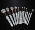 12 Piece Makeup Brushes Set with Rhinestones Glitter Synthetic Professional Face Cosmetics Foundation Powder Concealer Brush Set