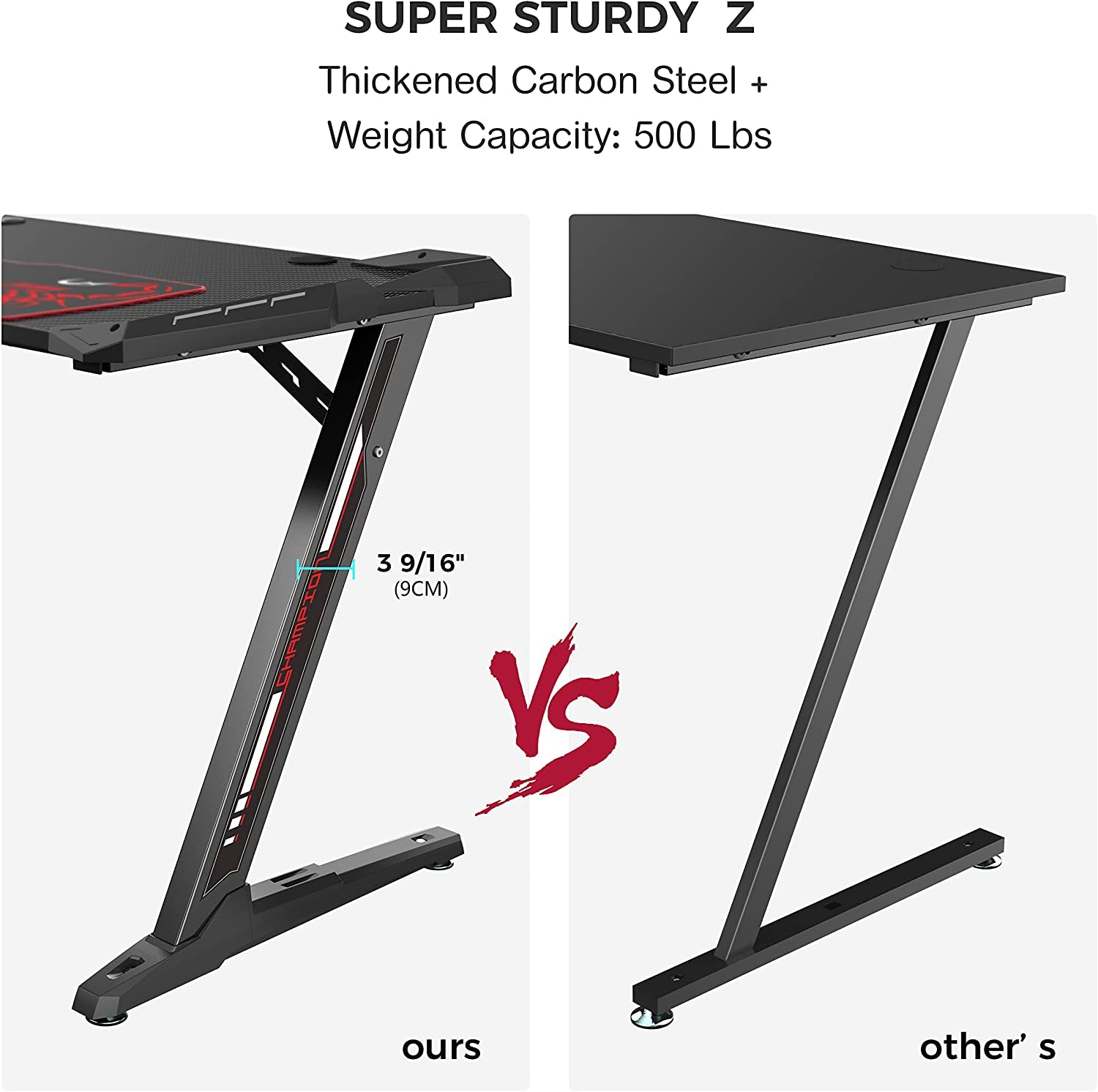 Z1-S Pro Gaming Desk 44.5" - Stylish Z-Shaped PC Desk with LED Lights, Controller Stand, Cup Holder, Headphone Hook & Free Mousepad - Perfect Gift for Gamers!