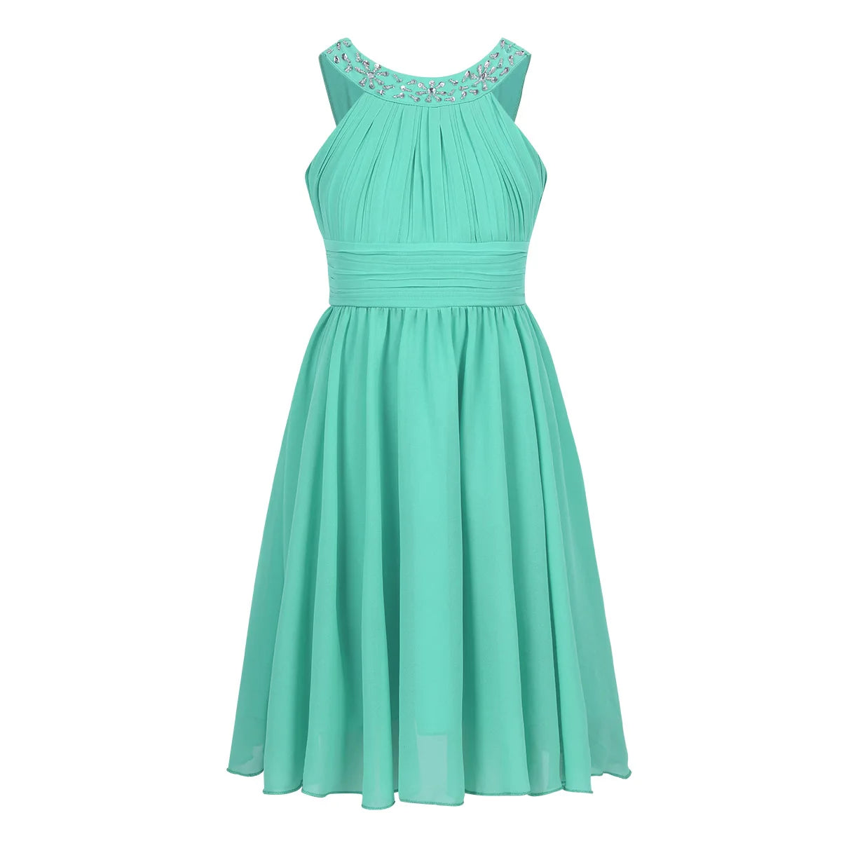 Kids Girls Children Teenager Wedding Princess Dress Elegant Party Pageant Formal Flower Shaped Rhinestone Chiffon Dress