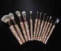 12 Piece Makeup Brushes Set with Rhinestones Glitter Synthetic Professional Face Cosmetics Foundation Powder Concealer Brush Set